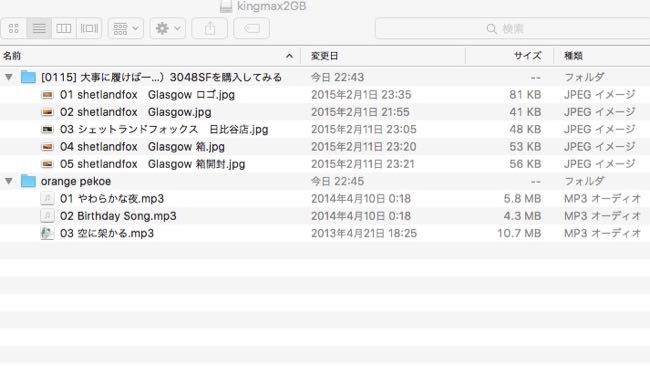 06 USBメモリ　データ階層 JPG＋MP3